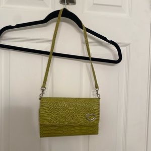 Green fake alligator (because we love animals) shoulder bag.